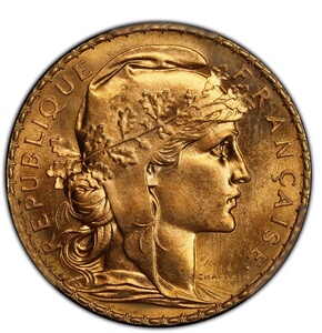 pcgs66 法国公鸡金币高卢雄鸡玛丽安娜现货