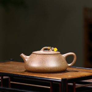 一元起拍 加价49元国助工吴俊 全手工还原烧石瓢壶黄金段泥紫砂壶