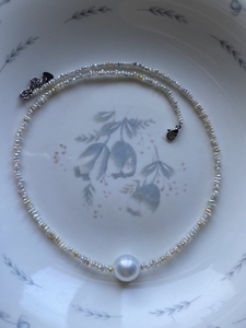 海水keshi凯西混彩银蓝澳白巴洛克珍珠项链