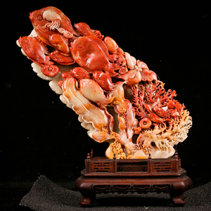 文玩收藏 寿山石摆件 金玉满堂 1180g 雕刻精细 精品收藏