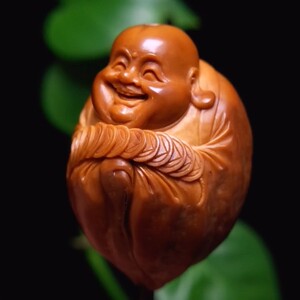 刘人义包衣弥勒橄榄核单籽文玩核雕纯手工雕刻