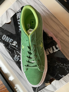 女鞋匡威涂鸦one star绿色翻毛皮三星标经典低帮星星女板