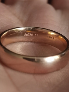 中国黄金18k玫瑰金素圈戒指 17号戒圈 手胖闲置戒指有2.