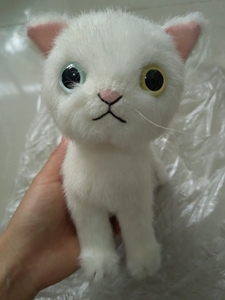 cuddly猫纯手工玩偶白猫鸳鸯眼日本制造中古毛绒玩具公仔娃