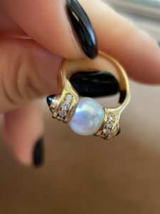 宝格丽bvlgari vintage带钻彩宝珍珠老货戒指,5