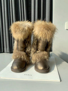 雪地靴澳洲羊皮毛一体真皮高筒女靴乌苏里貉子毛女式羊皮靴冬季