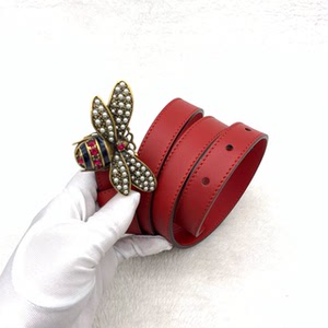99新 gucci古驰小蜜蜂红色腰带  无附件 尺寸:90*