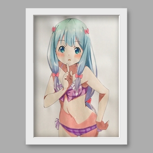 和泉纱雾泳装手绘 成品马克笔画 埃罗芒阿老师装饰画插画挂画