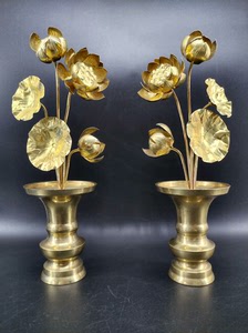 日本回流铜花瓶铜香筒铜器铜花觚，品相数据如图，整体都是铜的，