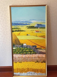 麦田丰收手绘油画抽象色彩名画客厅办公室酒店风景装饰  布面色