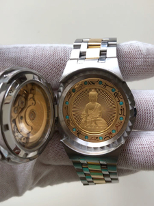 18k祈福金佛正品带药师佛经文款飞亚达金表 内置24k纯黄金