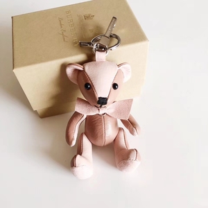 全新正品带盒burberry巴宝莉粉色牛皮小熊钥匙扣挂件礼