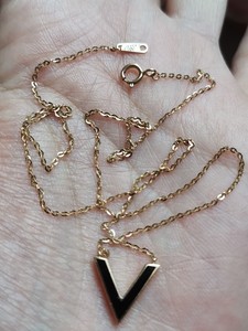 双面14k彩金v型项链一体链锁骨链