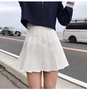 包邮 oye百褶裙春夏半身裙女a字白色短裙高腰显瘦学生