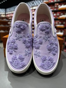VANS•联名款紫色花朵棋盘格一脚蹬•