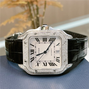 5折即刻拍98新卡地亚手表男表大号山度士后镶钻自动机械瑞士腕表