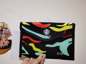星巴克星冰粽早鸟黑色迷彩风琴帆布 采用再生面料 环保小零钱包