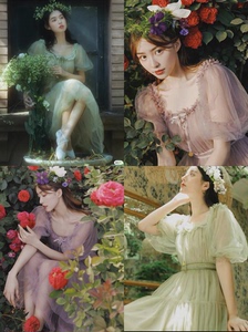 【出租】茉莉和扶苏原创《薄雾少女》《雾霭玫瑰》法式古典泡泡袖