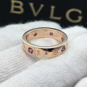 bvlgari宝格丽玫瑰金宽版彩宝56号戒指国内尺寸16号
