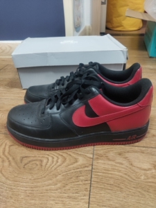 46码正品nike af1 low巴克利,黑红漆皮,空军一号