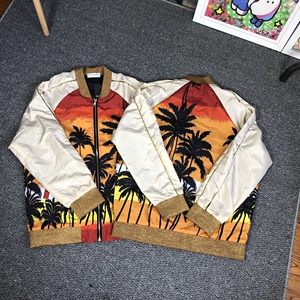 闲置 slp圣罗兰椰树黄昏夕阳丝绸薄款拉链外套