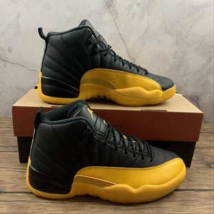 正品air jordan 12 耐克 aj12 乔丹12黑黄大学黑金高帮130690-070