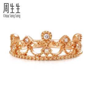 周生生钻石18k金v&a联名系列女王桂冠皇冠戒指87041r