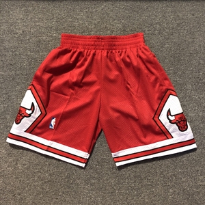 公牛队红色篮球裤 刺绣网眼篮球短裤(有口袋)