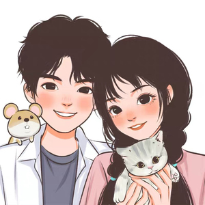 手绘q版头像 卡通人物形象 真人照片手绘定制设计 情侣漫画手