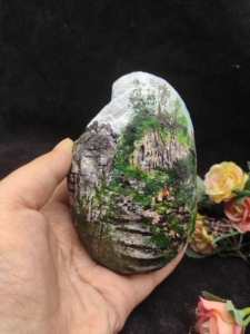 原创风景手绘石头泰山石丙烯画油画客厅装饰家居摆件私人订制礼物