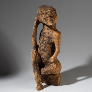 非洲贝宁人像风化感木雕雕塑
