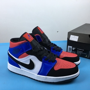 正品乔丹air jordan 1 耐克aj1 鸳鸯红蓝白拼接篮球鞋 554725-124