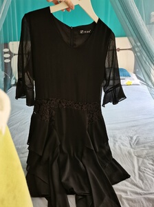 【孕期闲置】OZY/欧芝妍中袖雪纺荷叶花边连衣裙