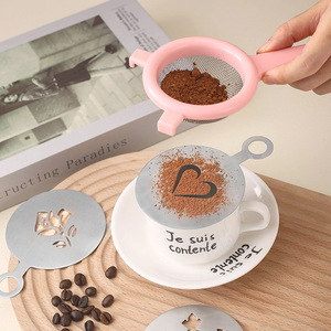 创意咖啡拉花模具不锈钢花式蛋糕裱花模奶泡印花喷花撒粉模具图案
