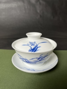 瑞和早期景德镇纯手绘陶瓷兰花盖碗功夫茶具