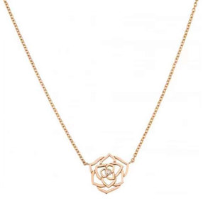 9新]伯爵玫瑰金rose玫瑰花镂空镶钻项链女士锁骨链