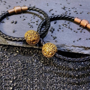 周生生招财貔貅/龙之九子手串黑金转运珠手绳男女情侣皮绳手链黄