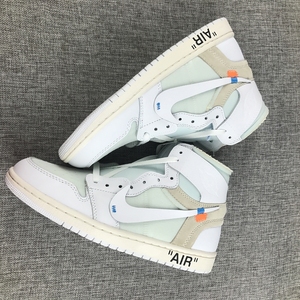 正品aj1 air jordan 1 aj1 ow纯白高帮篮