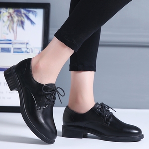 新款英伦风女鞋真皮搭配西装正装小皮鞋女百搭平底职业鞋单鞋 基