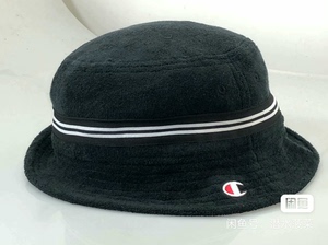 CHAMPION冠军黑色渔夫帽，日系潮牌毛巾料帽子，秋冬款，