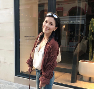 汤汤2004 美丽的泡沫 铁锈红立领真丝衬衫 均码 全