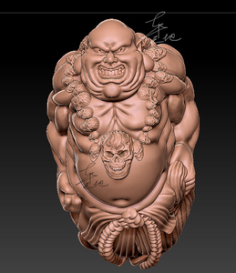 stl 最新款骷颅头恶僧圆雕图骷颅头动漫大力士恶僧罗汉stl