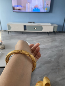 古法足金镂空老庙手镯