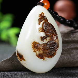 收藏级 特细流油羊脂玉巧雕 新疆和田玉独占鳌头挂件50.1859g