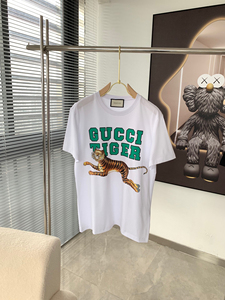 古驰/gucci新款古奇老虎字母印花情侣款圆领短袖t恤半袖衫