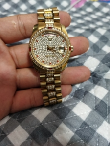 正品瑞士欧力派手表男士机械表18k土豪金满天星钻   成色如