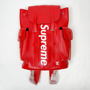 lv&supreme 联名红色双肩包