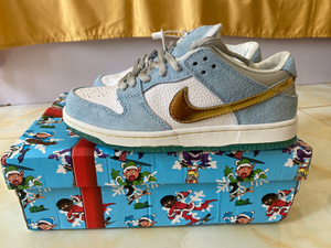 全新nikeaj耐克白蓝金sb dunk冰雪奇缘女鞋,原盒原