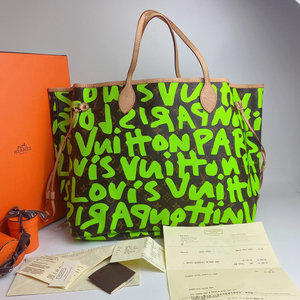 二手正品 sa级 lv 路易威登 购物袋 限量 nf 涂鸦荧