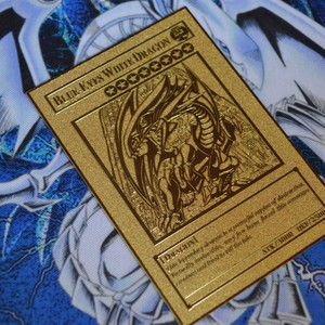 英文版金属卡游戏王青眼白龙金色卡diy收藏卡